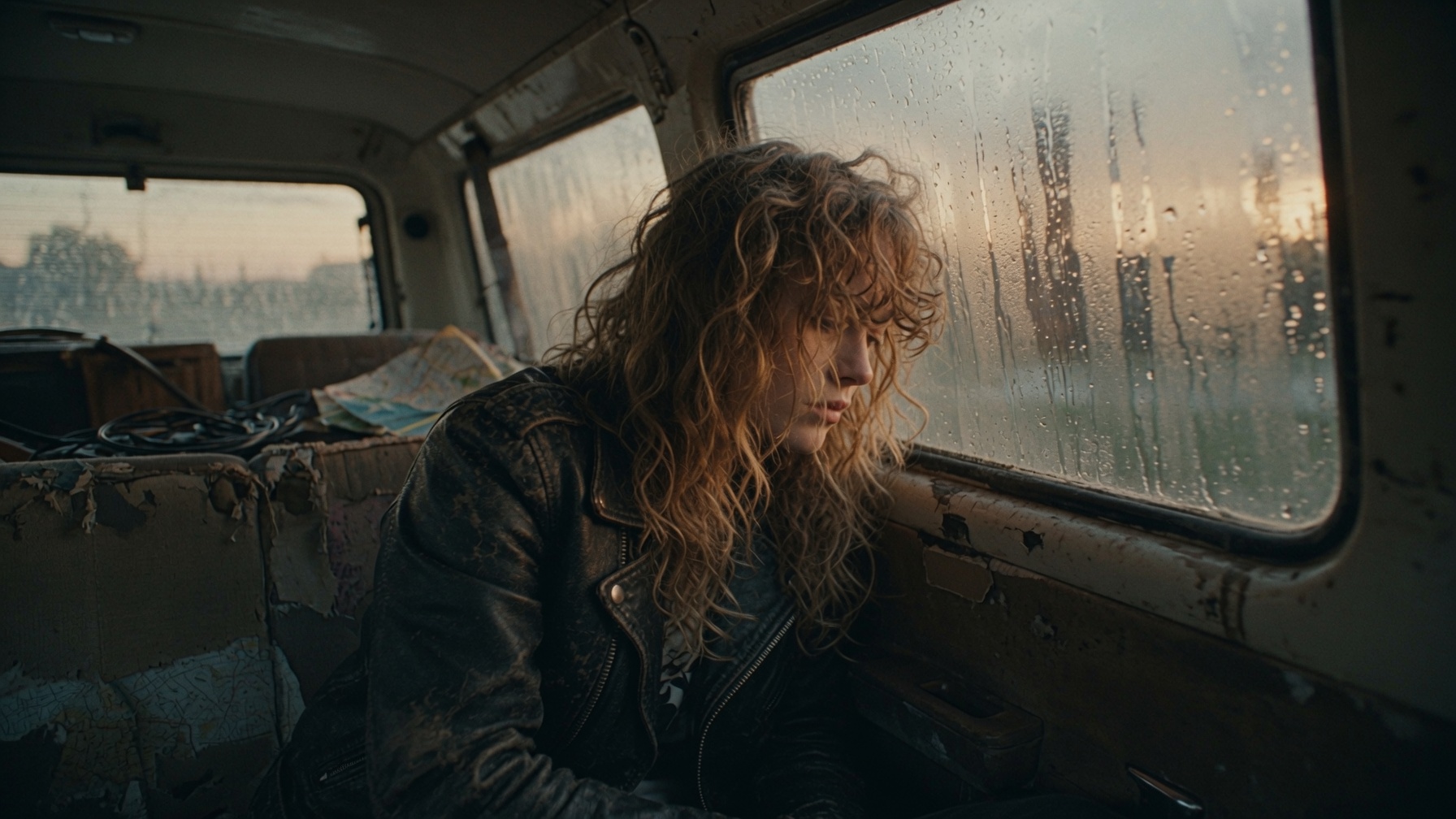 LI BLACK in the back seat of an old car